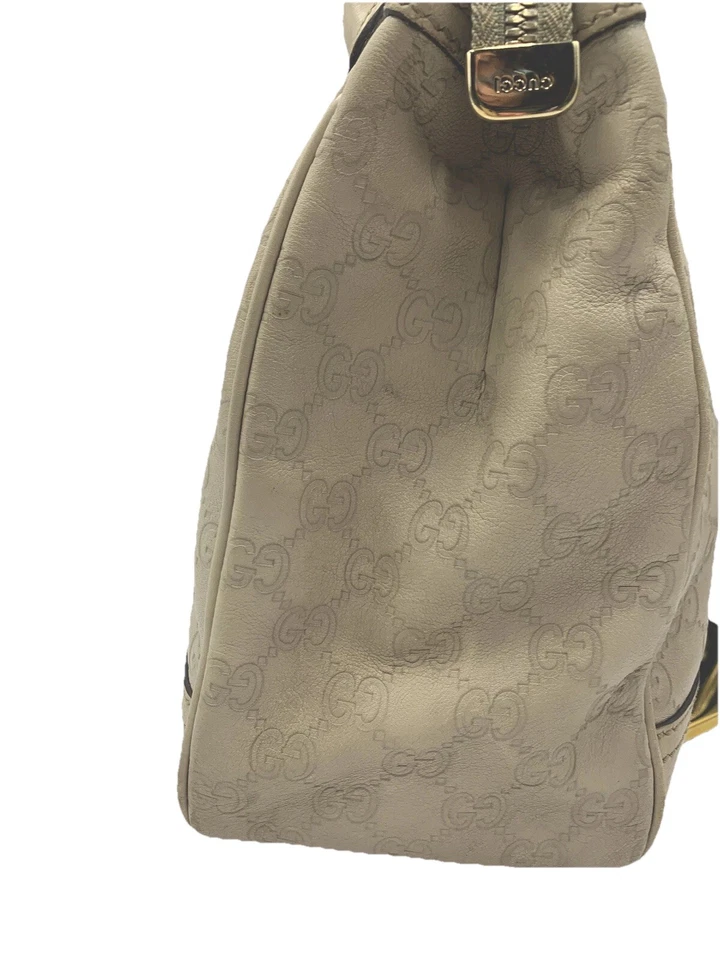 Auténtico Bolso de Hombro Gucci Crema GG Logo Web Cuero Guccisima Preloved Princey Foto 3 de 4