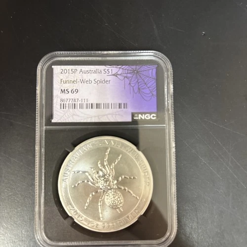 2015-P Australia S$1 Silver Funnel-Web Spider Silver Dollar .999 1oz NGC MS69