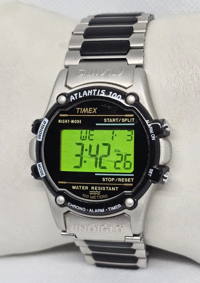 Men's Timex Atlantis 100 Expedition Indiglo Black Silver Digital Watch 12 - Image 2 of 4