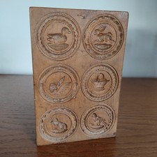 Antikes 6 Felder Holz Model Backform Springerle 19. Jhd.? Biedermeier? Tiere Alt