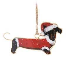 Abbott Collection 37-IMPRINT-027 Festive Dachsund Ornament, 4.5 inches L, Red
