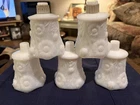 Five (5) Vtg Homco Milk Glass Floral Embossed Tulip Peg Votive Candle Holders *