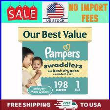 Pampers Swaddlers Fragrance Free Baby Diapers Size 1, 198 Count