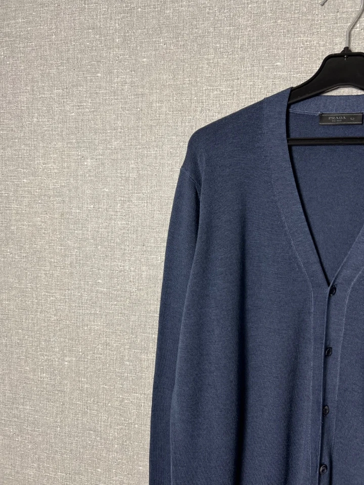 Prada Milano Wool Button Cardigan Sweater Blue Men’s Size 52 - Image 4 of 4