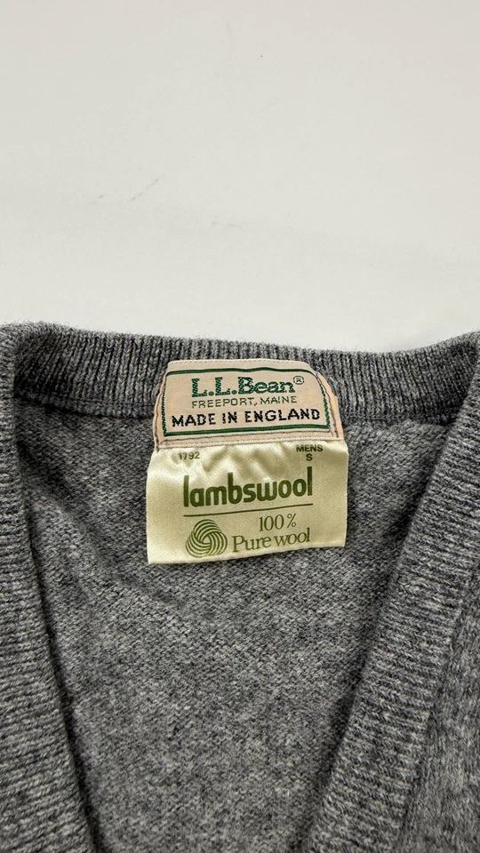 L.L.Bean свитер жилет мужской маленький серый ягненка шерсти V шеи пуловер сделано в Англии - Изображение 2 из 4