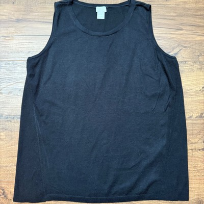 #ad Chico#x27;s Soft Essentials Black Tank Top Womens 2 Large Sweater Casual Basic $17.00