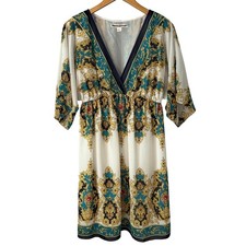 Boston Proper Blue Paisley Print Boho Dress Size Small