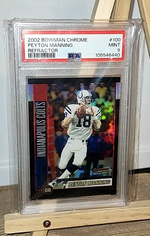 2002 Bowman Chrome #100 Peyton Manning Refractor PSA 9 Low Pop Only 27 Graded 9!