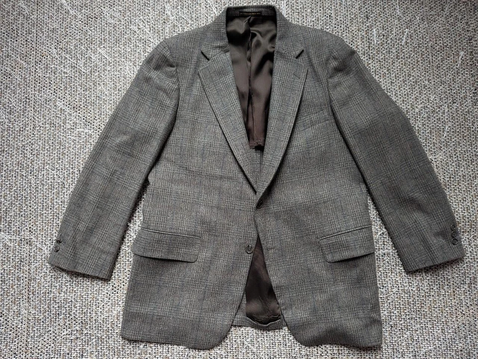 vintage USA made 3PC SUIT wool TWEED wool 42S 36x28 donegal irish PLAID gray - Image 2 of 4