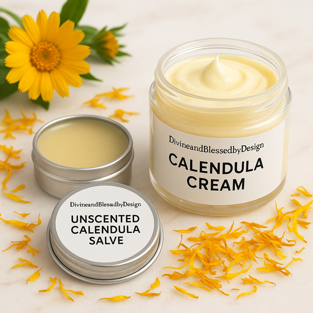 Crema de caléndula orgánica + barra de ungüento o loción, paquete de crema de caléndula sin perfume