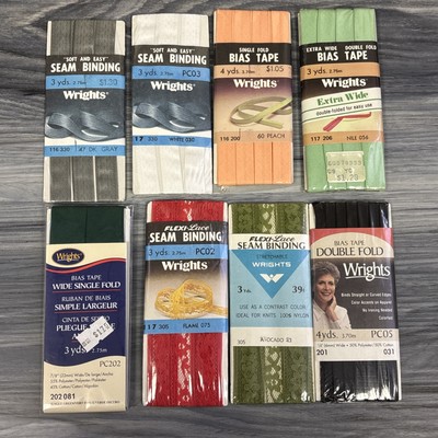 Vintage Lot of 8 Sewing Hem Facing Bias Tape  New & Unopened Multi Colors