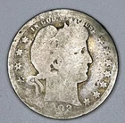 1902 Barber Quarter 25C 90% Silver USA Coin Philadelphia Mint Liberty Head