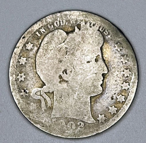 1902 Barber Quarter 25C 90% Silver USA Coin Philadelphia Mint Liberty Head