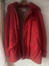 Vintage HERCULES By Sears Red Jacket Coat Fur Trim HTF Workwear
