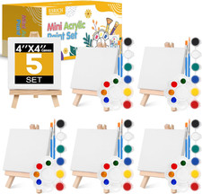 Mini Acrylic Paint Set with Canvas and Easel for Kids and Adults