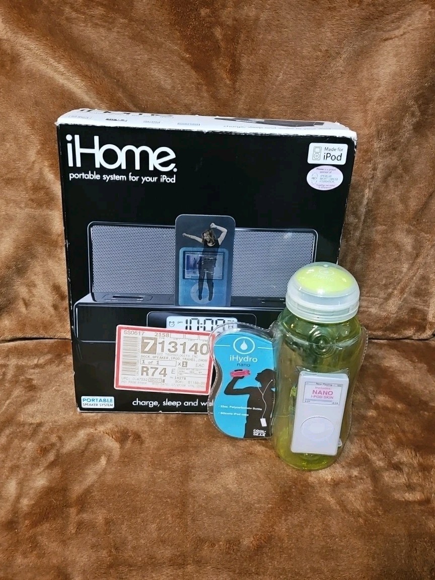i Home Alarm Clock i Pod Dock Station /w Carrying Case i H 27 Bonus Nano i Pod Skin photo