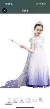 Frozen 2 inspired Tulle Elsa Short Sleeve Dress Costume with Tiara wand