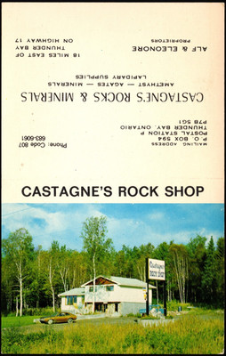 Business Card Castagne's Rock Shop, Thunder Bay, Ontario, Canada
