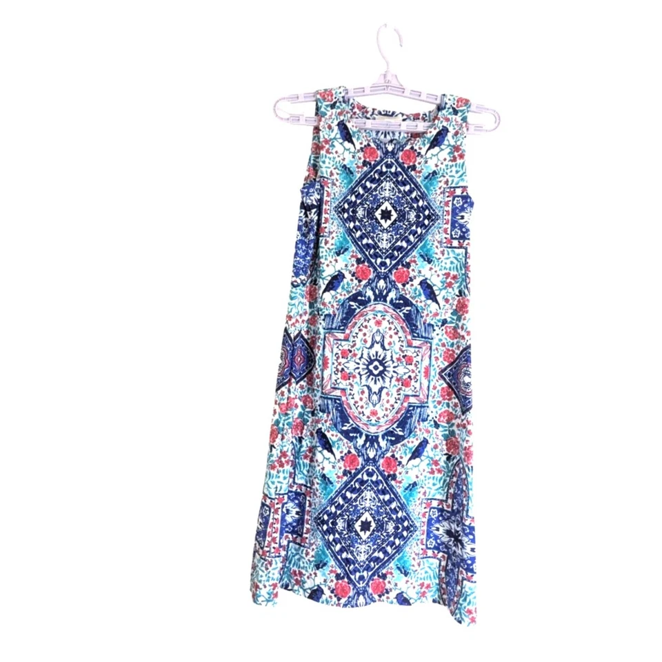 Vestido vaina Charter Club para mujer sin mangas azul estampado floral geométrico talla PS Foto 3 de 4