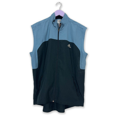 Adidas Vintage ärmellose Windjacke dunkelblau mit Reißverschluss 2000er Jahre - Gr.