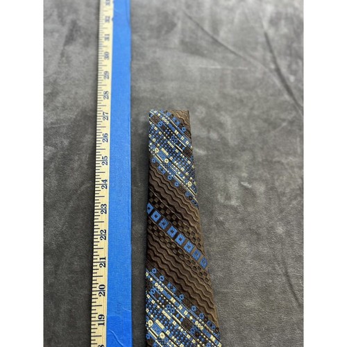 Corbata de Colección Años 70 Ancha Para Hombre Don Loper Poli Tejida Marrón Geométrico Divertido Patrón - Imagen 2 de 6