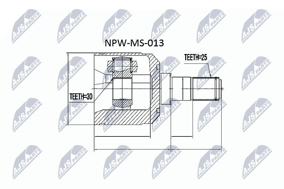 NTY CV Joint Shaft Kit NPW-MS-013 For Mitsubishi Front Axle
