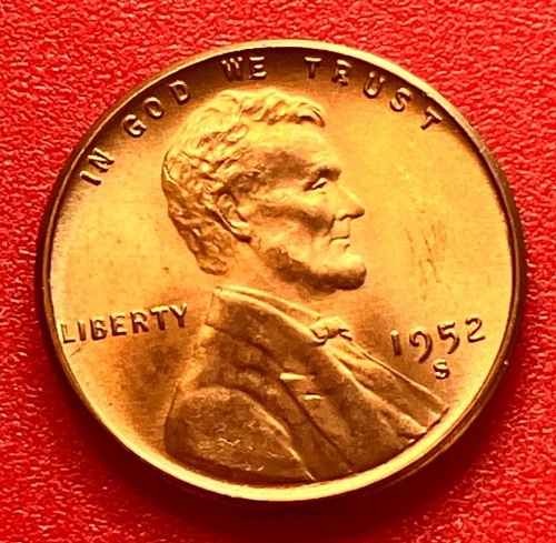1952-S Lincoln Wheat Cent Penny GEM RD BU From an Original Bank Roll