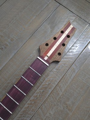 Guitar Neck, Purpleheart on Walnut, Paduak and Flame Maple 