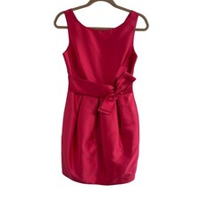 Eliza J Sleeveless Coral Pink Satin Bow Accent Dress Womens Size 4 FLAWED