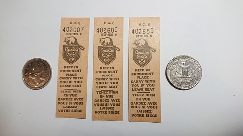 Vintage 1940s Canadian Pacific Railway Unused Tickets To Ride H.C. 8 (Lot of 3)