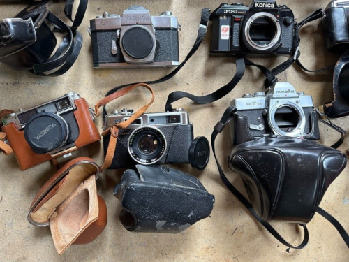 20 Vtg Rare Film SLR Camera Bodies Konica Minolta Yashica Kodak Polaroid Pentax+ - Picture 6 of 19
