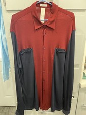 Vintage Gianni Versace Navy Burgundy Jersey Button down shirt Viscose Size 54