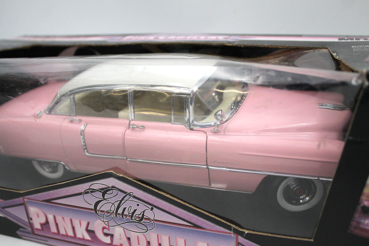 1995 MRC 1/18 Diecast Car ELVIS PRESLEY 1955 PINK CADILLAC 4dr