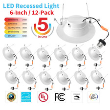 12 Pack 6 Inch Commercial Canless LED Downlight,Dimmable Recessed Ceiling Lights