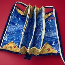 XXL Handmade Fabric Zip Close Wallet Clutch Closed 9.75x6" Pockets 3Zip 4Open