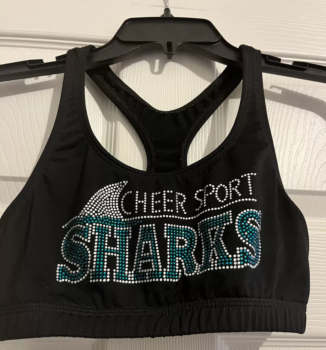 CHEER SPORT GREAT WHITE SHARKS - GK Sports Bra - Black Rhinestone