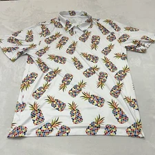 Obnoxious OG Golf Polo Shirt Extra Large White Pineapple Rainbow Casual Beach