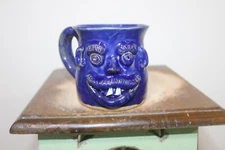 stanley ferguson   face  cup , pottery, folk art 4''x5''