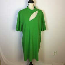 Asos Design Curve Dress US Sz 20 Womans Plus Green Cut out Short Sleeve Stretch