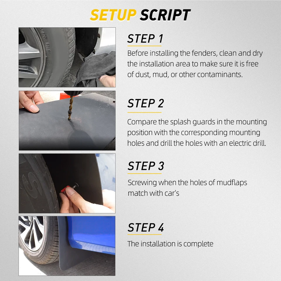 4xMud Flaps Mudguards Front Rear Wide Rally Splash Guard For Dodge Grand Caravan - Image 2 of 4