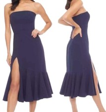 Women’s Sz Small (4) Dress The Population Madison Strapless Midi Dress Navy LN