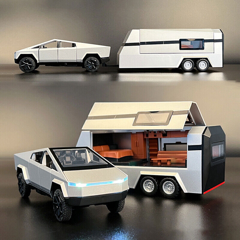 1/32 Tesla Cybertruck Pickup Caravan Diecast Modello Giocattolo Auto Bambini - Main Image