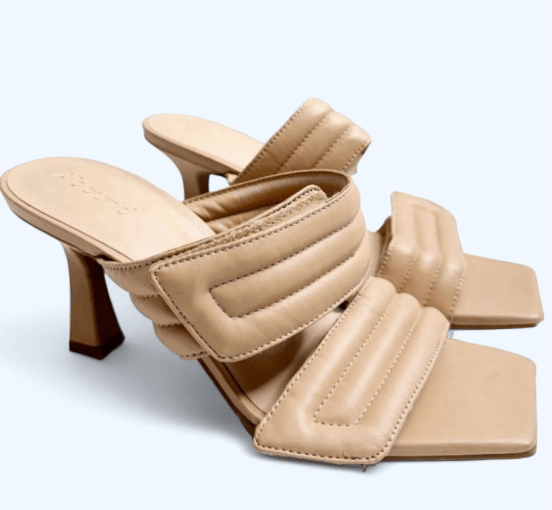 Abound Shoes Womens Size 6 Qarly Heeled Tan Square Toe Slip On Sandals