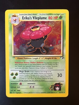 SEE PICTURES Erika's Vileplume 5/132 Gym Heroes Holo Unlimited NM