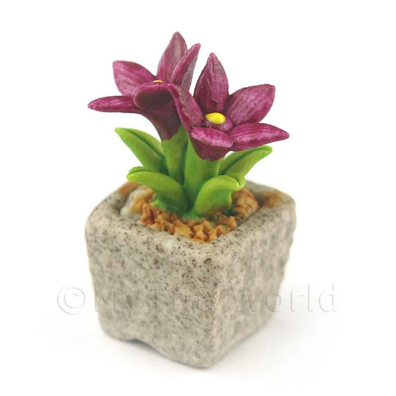 Miniature Fait Main Violet Céramique Colorée Fleur - Photo 1/1