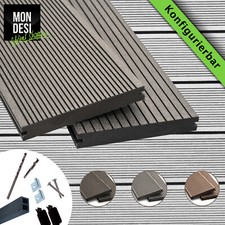 WPC Massiv Terrassendielen Komplettbausatz 3m-5m, 3 Farben, 6-90m² Holz Diele