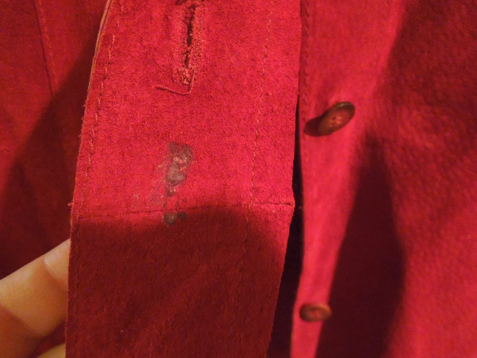 Marsh Landing Red Leather Button Up Shirt Size Medium - Image 3 of 4