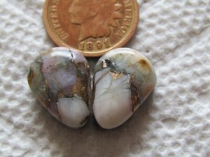 2 Blue Mojave Turquoise Peruvian Pink Opal Cabs 13 carats Mohave cabochons Sets