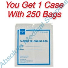  250-Pieces Medline Patient Belonging Bag Drawstring 18" x 20" Clear NON026330