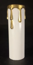 New 4" White Plastic Standard Socket (1 3/16" I.D.) Candle Cover w/ Gold Drips